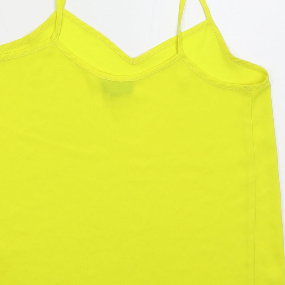 Topshop Womens Yellow  Polyester Basic Tank Size 8 V-Neck