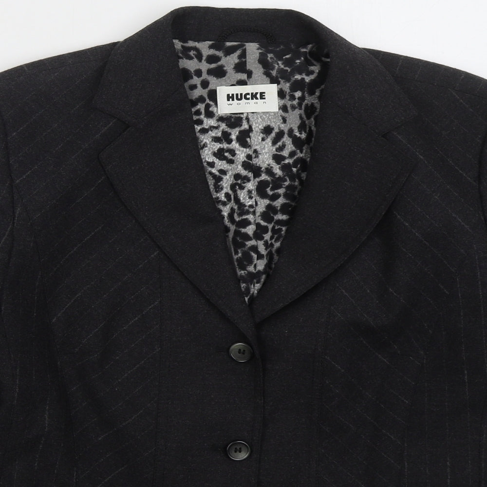 Hucke Womens Grey Spotted Wool Jacket Suit Jacket Size 18