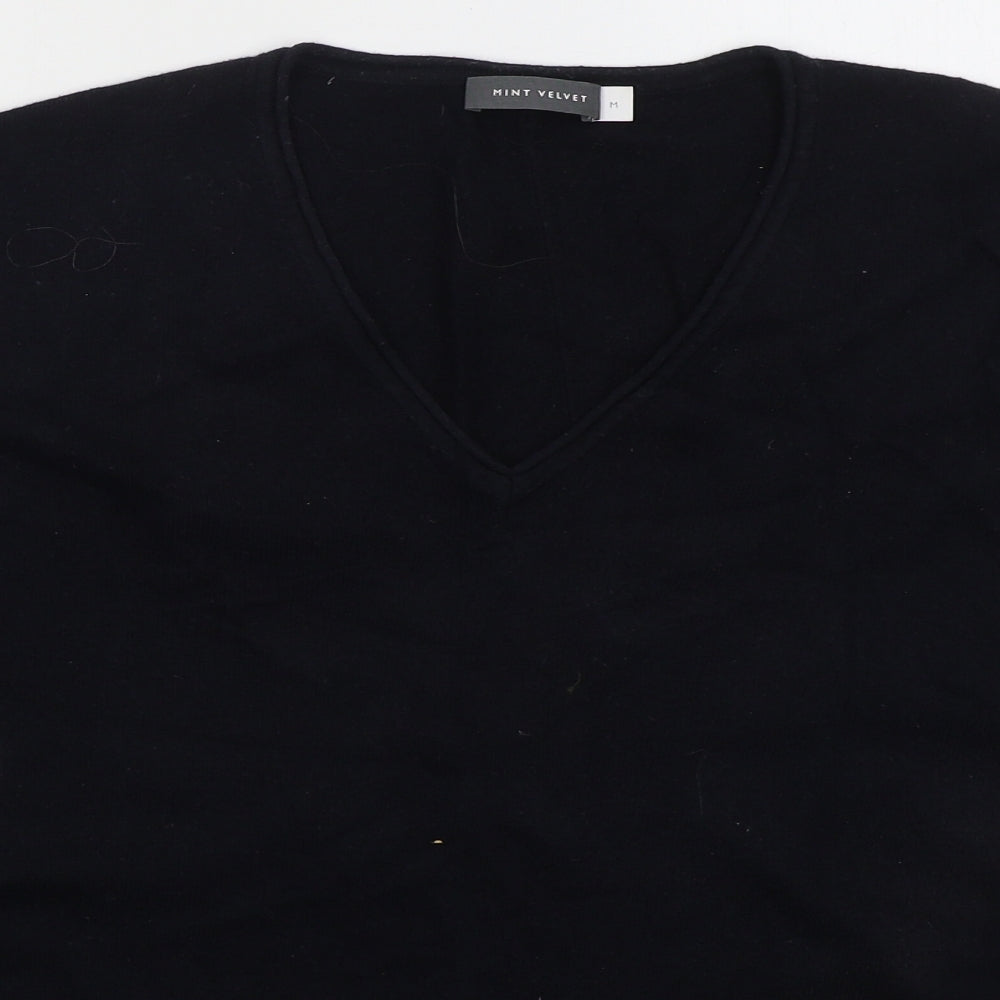 Mint Velvet Womens Blue V-Neck  Acrylic Pullover Jumper Size M   - Heart