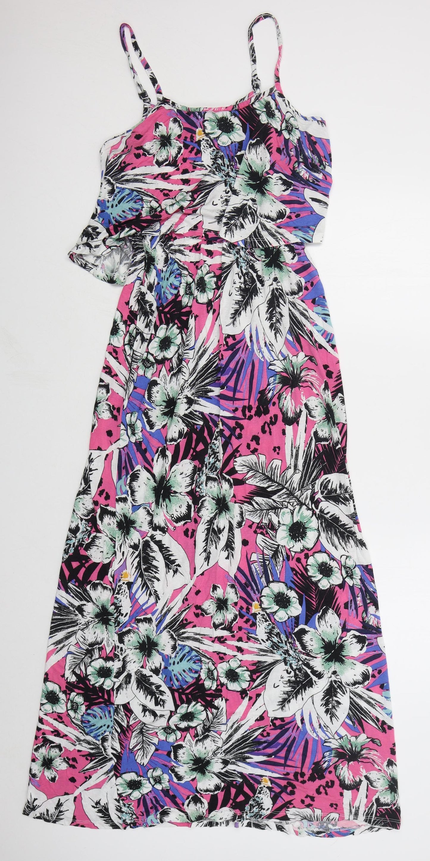 George Womens Pink Floral Viscose Maxi  Size 12  Scoop Neck Pullover