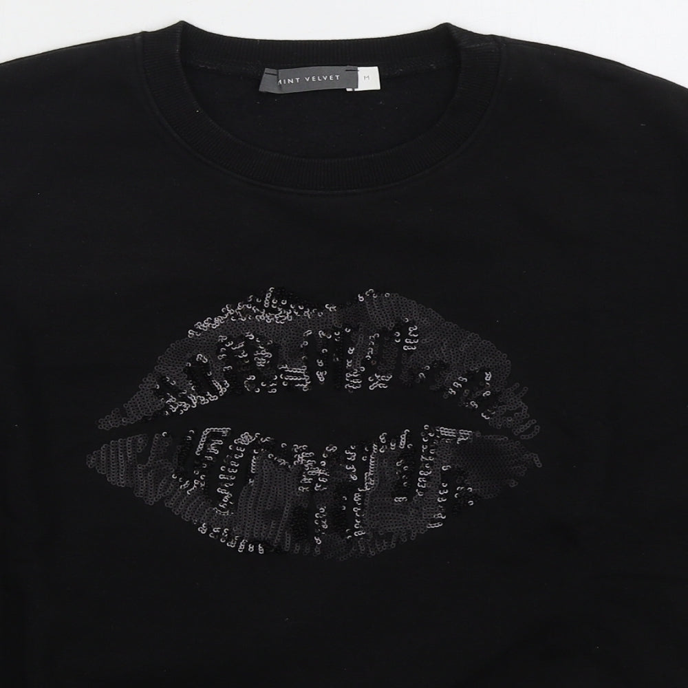 Mint Velvet Womens Black  Cotton Pullover Sweatshirt Size M  Pullover - Lips