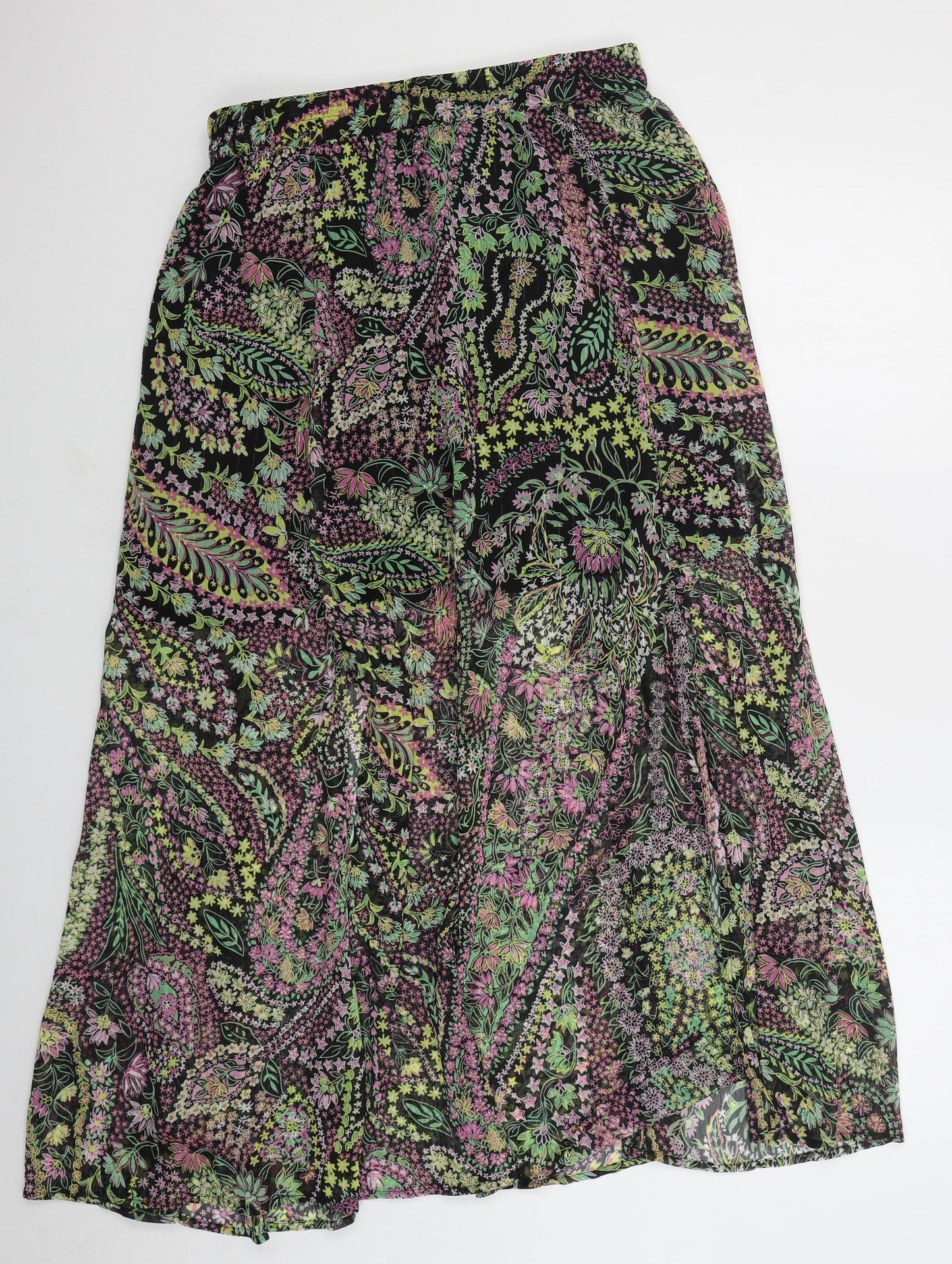 Costes Womens Green Floral Polyester Maxi Skirt Size M
