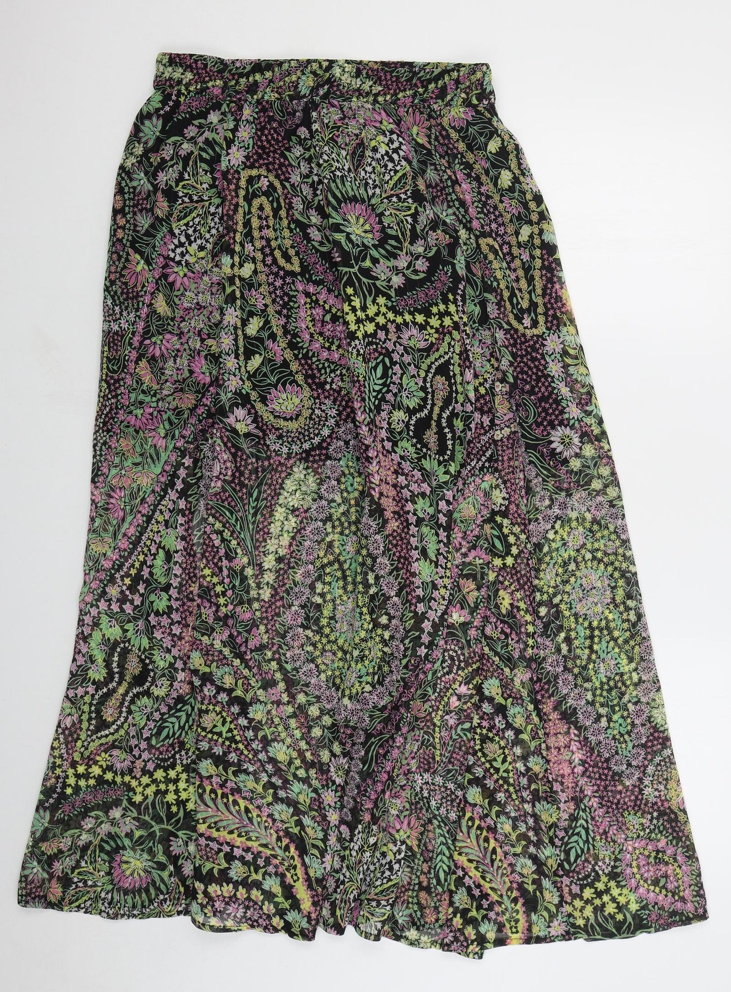 Costes Womens Green Floral Polyester Maxi Skirt Size M
