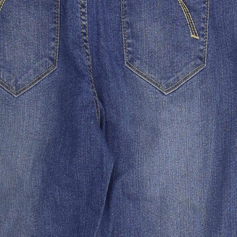 Dunnes Womens Blue  Cotton Cropped Jeans Size 14 L20 in Regular Button
