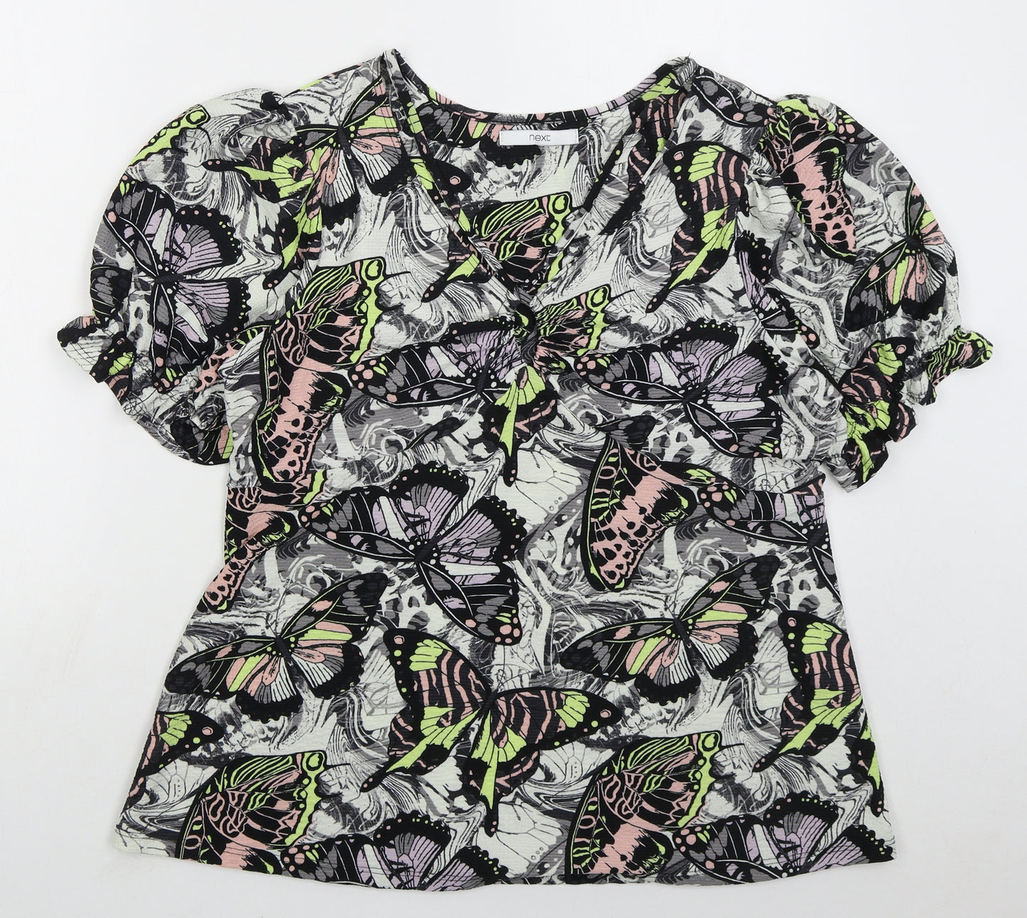 NEXT Womens Grey  Polyester Basic Blouse Size 18 V-Neck - Butterflies