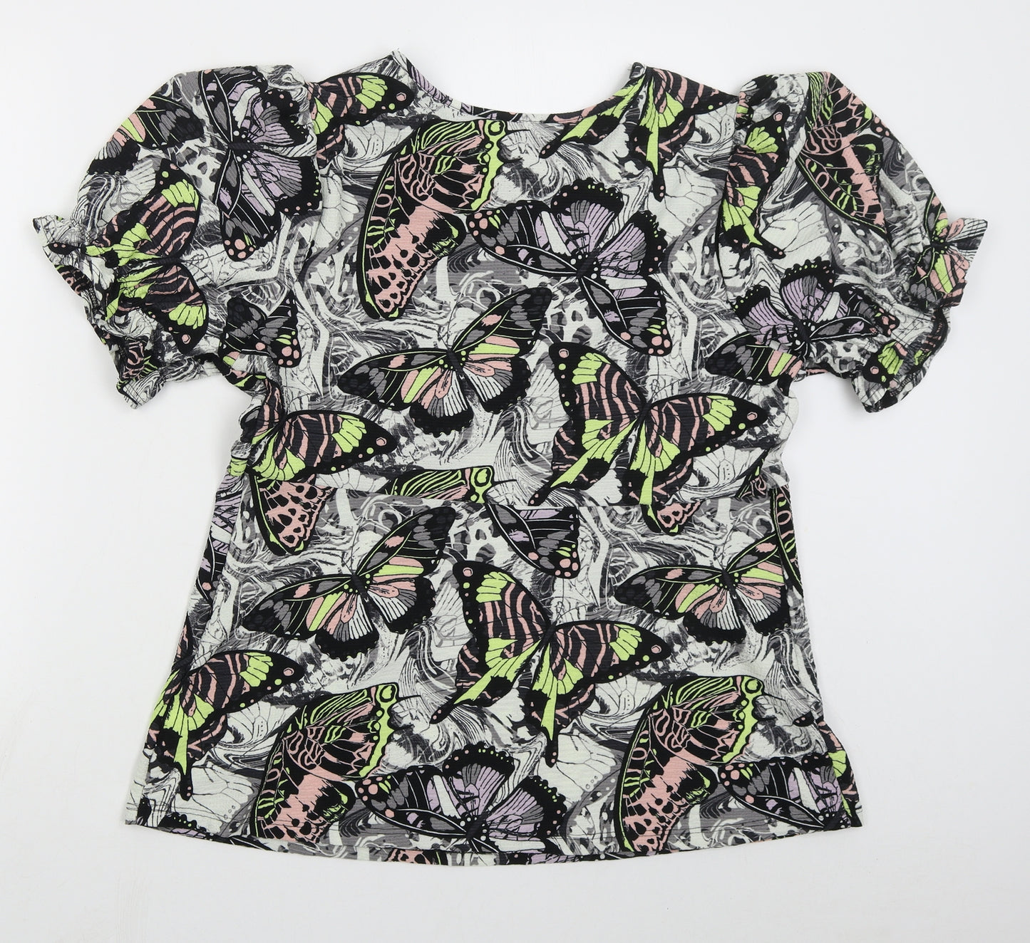 NEXT Womens Grey  Polyester Basic Blouse Size 18 V-Neck - Butterflies