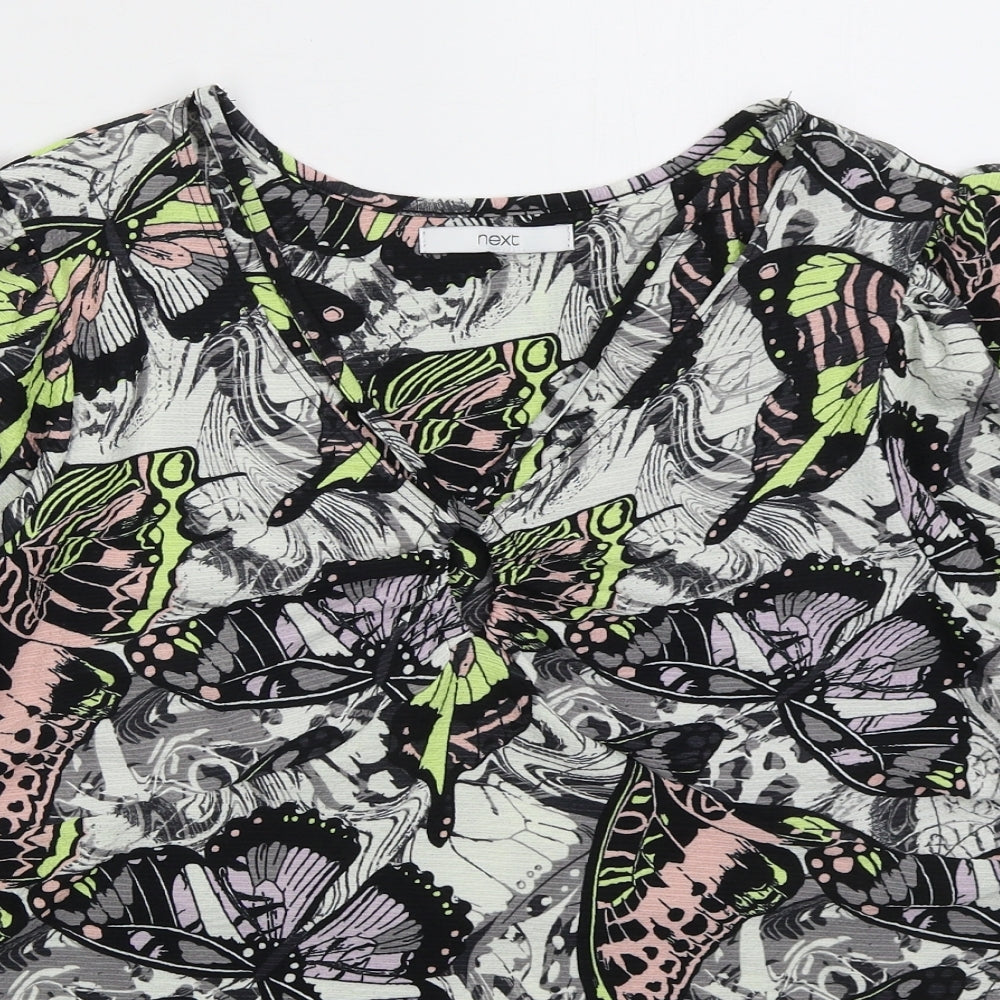 NEXT Womens Grey  Polyester Basic Blouse Size 18 V-Neck - Butterflies