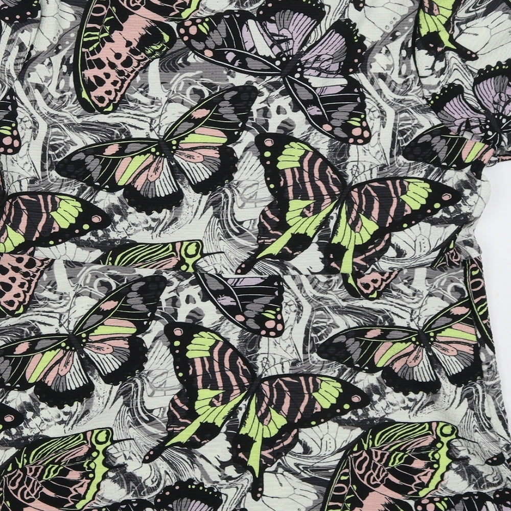 NEXT Womens Grey  Polyester Basic Blouse Size 18 V-Neck - Butterflies
