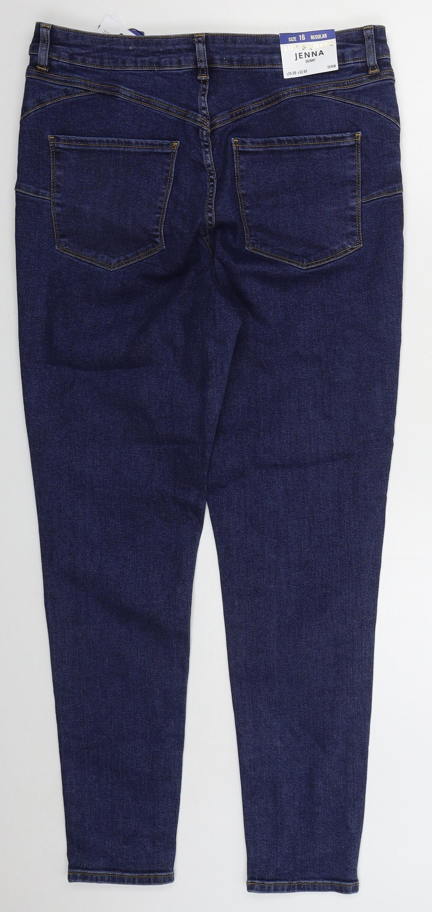 New Look Womens Blue  Cotton Skinny Jeans Size 16 L26 in Regular Button