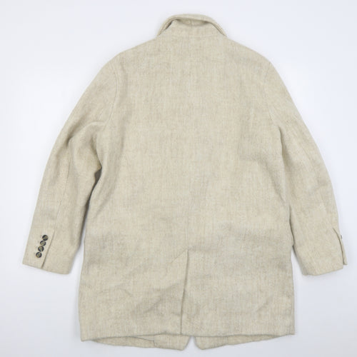 H&M Womens Beige   Pea Coat Coat Size M  Button