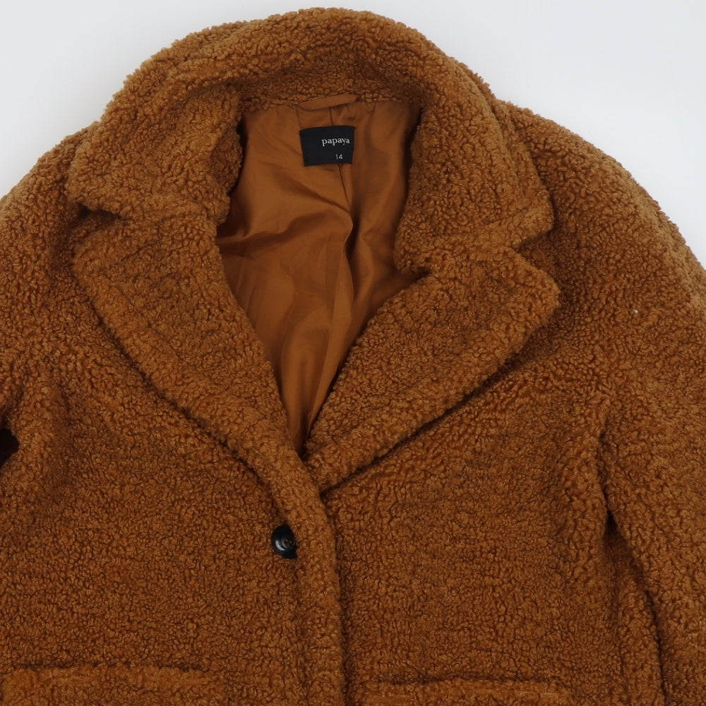 Papaya Womens Brown   Pea Coat Coat Size 14  Button