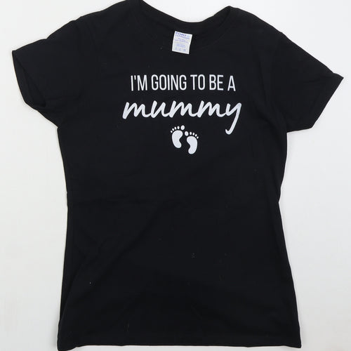Port & Company Womens Black  Cotton Basic T-Shirt Size M Crew Neck - I'm Going To Be A Mummy