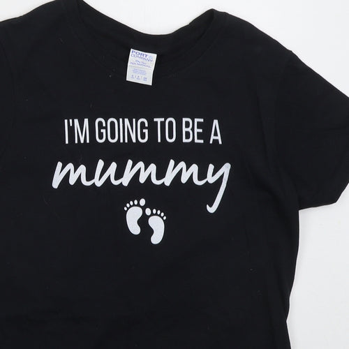 Port & Company Womens Black  Cotton Basic T-Shirt Size M Crew Neck - I'm Going To Be A Mummy