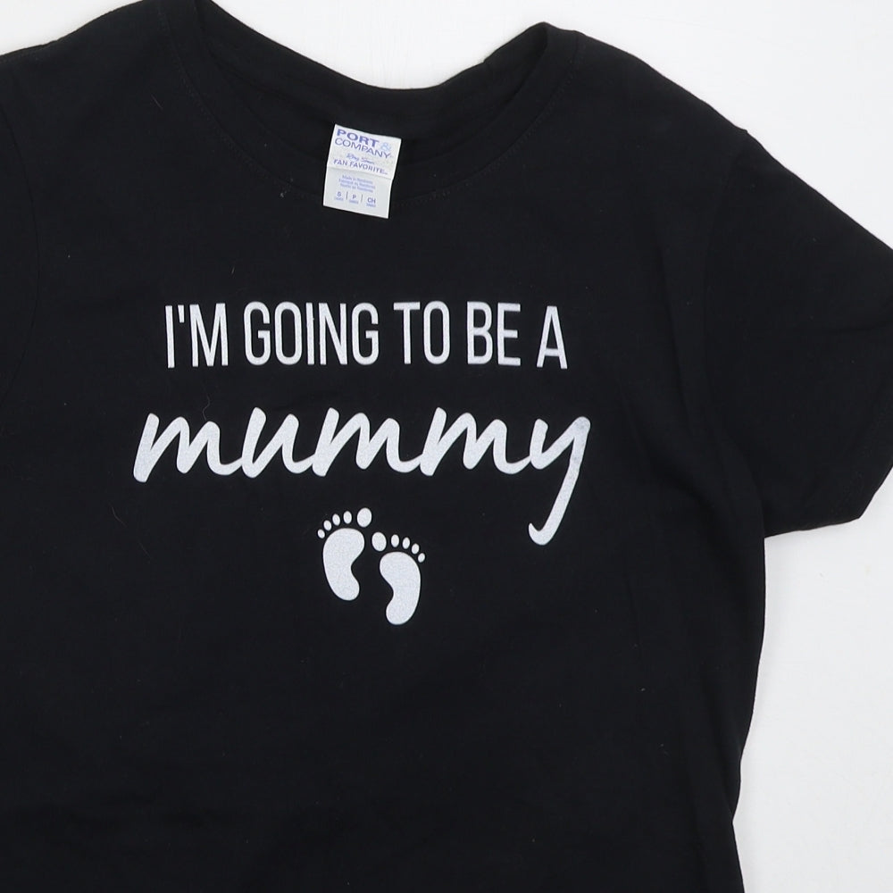Port & Company Womens Black  Cotton Basic T-Shirt Size M Crew Neck - I'm Going To Be A Mummy
