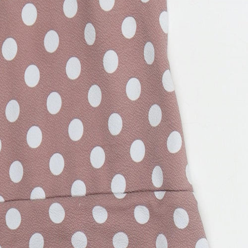 Boohoo Womens Pink Polka Dot Polyester Mini  Size 8  Square Neck Pullover
