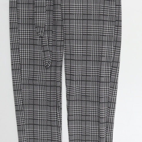 Preworn Womens Grey Houndstooth Polyester Trousers  Size S L26 in Regular
