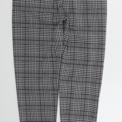 Preworn Womens Grey Houndstooth Polyester Trousers  Size S L26 in Regular
