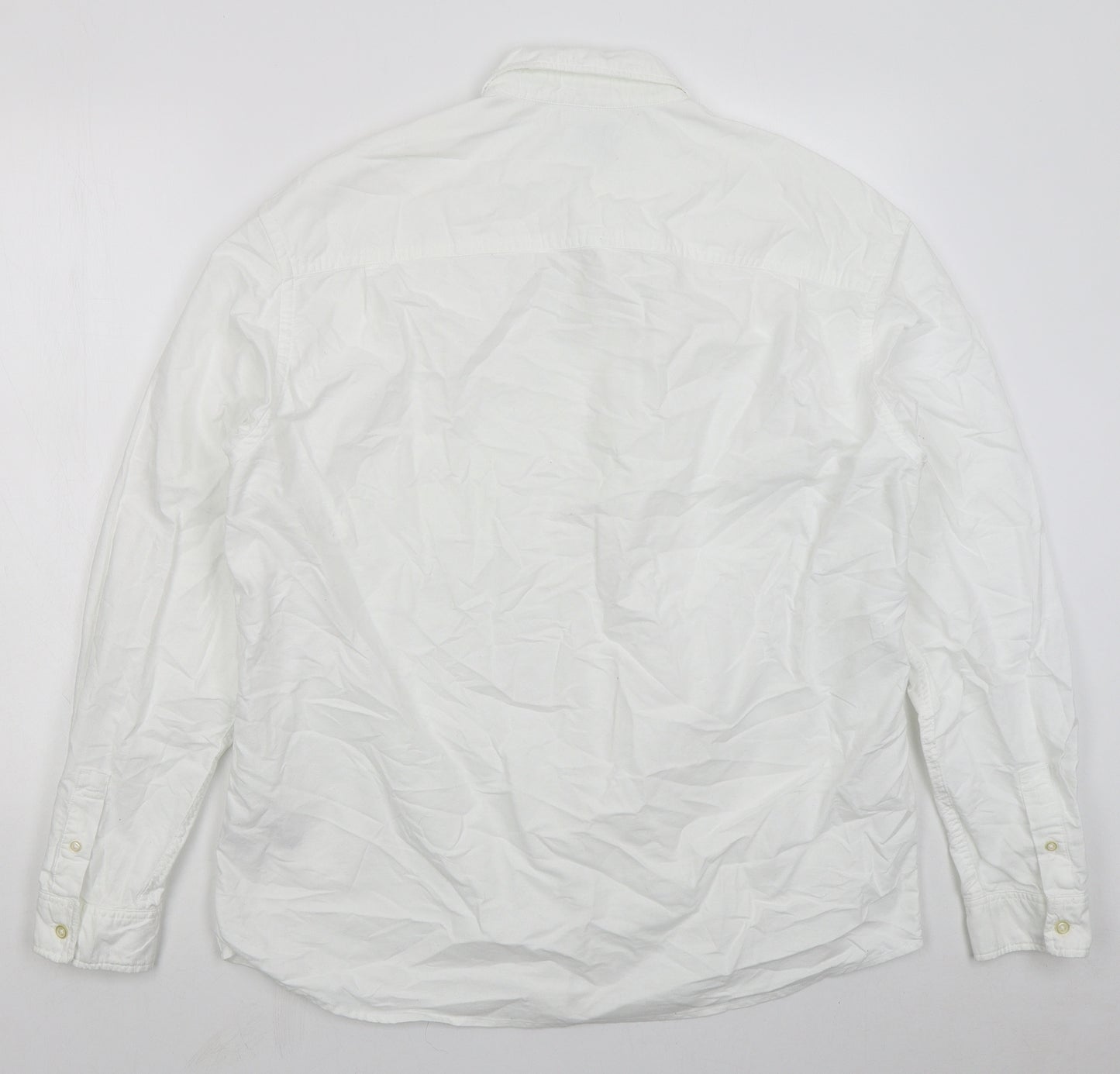 No 4 Mens White  Cotton  Dress Shirt Size M Collared Button