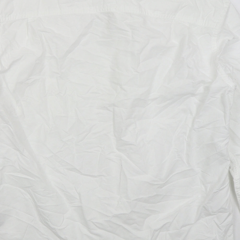 No 4 Mens White  Cotton  Dress Shirt Size M Collared Button