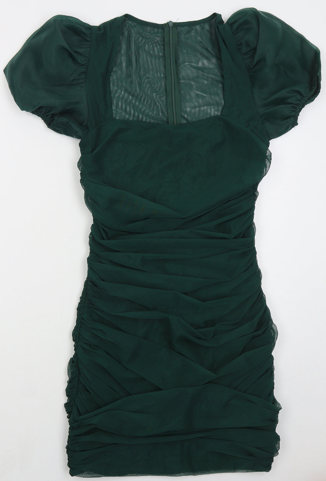 Missguided Womens Green  Polyester Bodycon  Size 10  Square Neck Zip