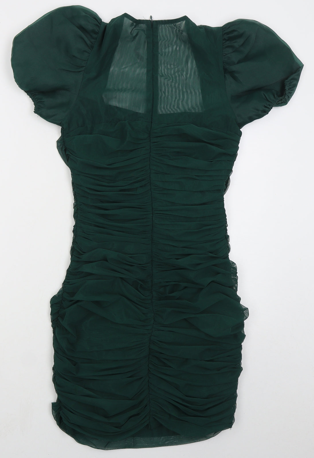 Missguided Womens Green  Polyester Bodycon  Size 10  Square Neck Zip