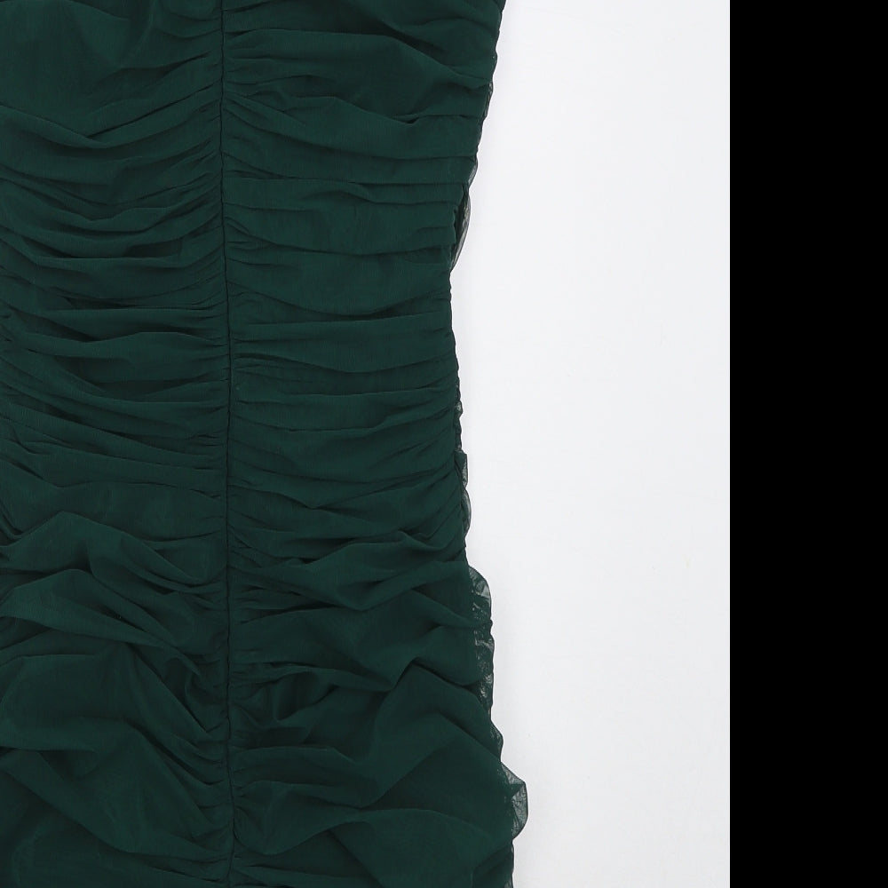Missguided Womens Green  Polyester Bodycon  Size 10  Square Neck Zip