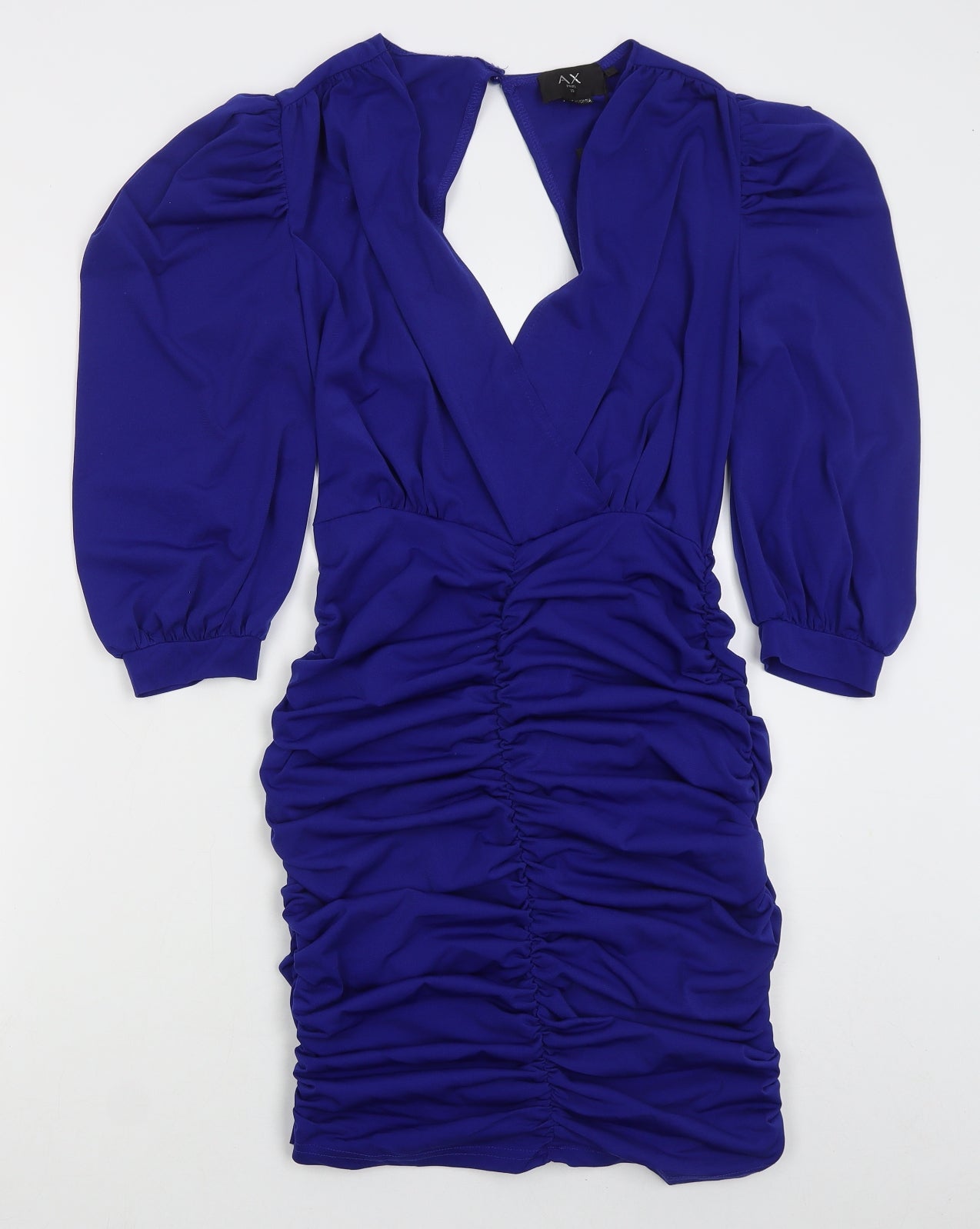 AX Paris Womens Blue  Polyester Bodycon  Size 10  V-Neck Zip
