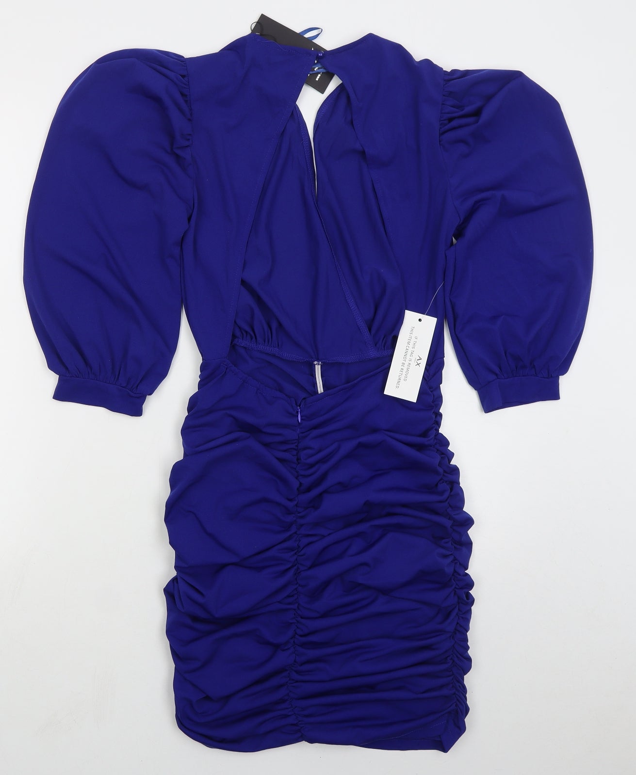 AX Paris Womens Blue  Polyester Bodycon  Size 10  V-Neck Zip