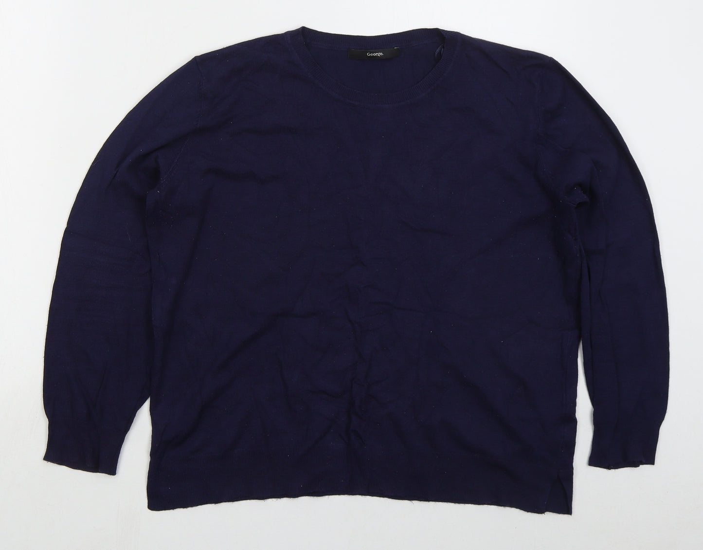 George Womens Blue Crew Neck  Viscose Pullover Jumper Size 14