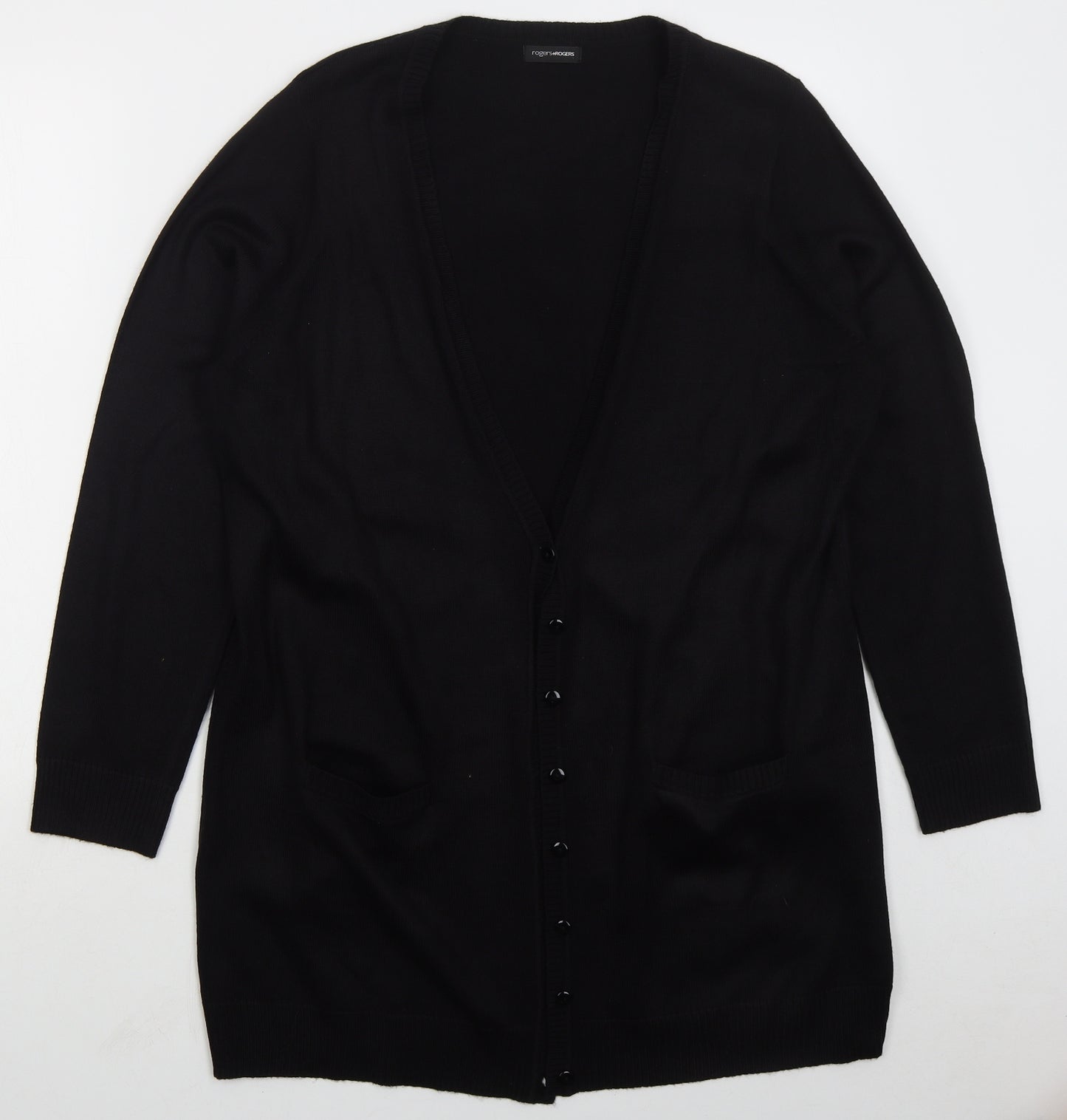Matalan Womens Black V-Neck  Acrylic Cardigan Jumper Size 20