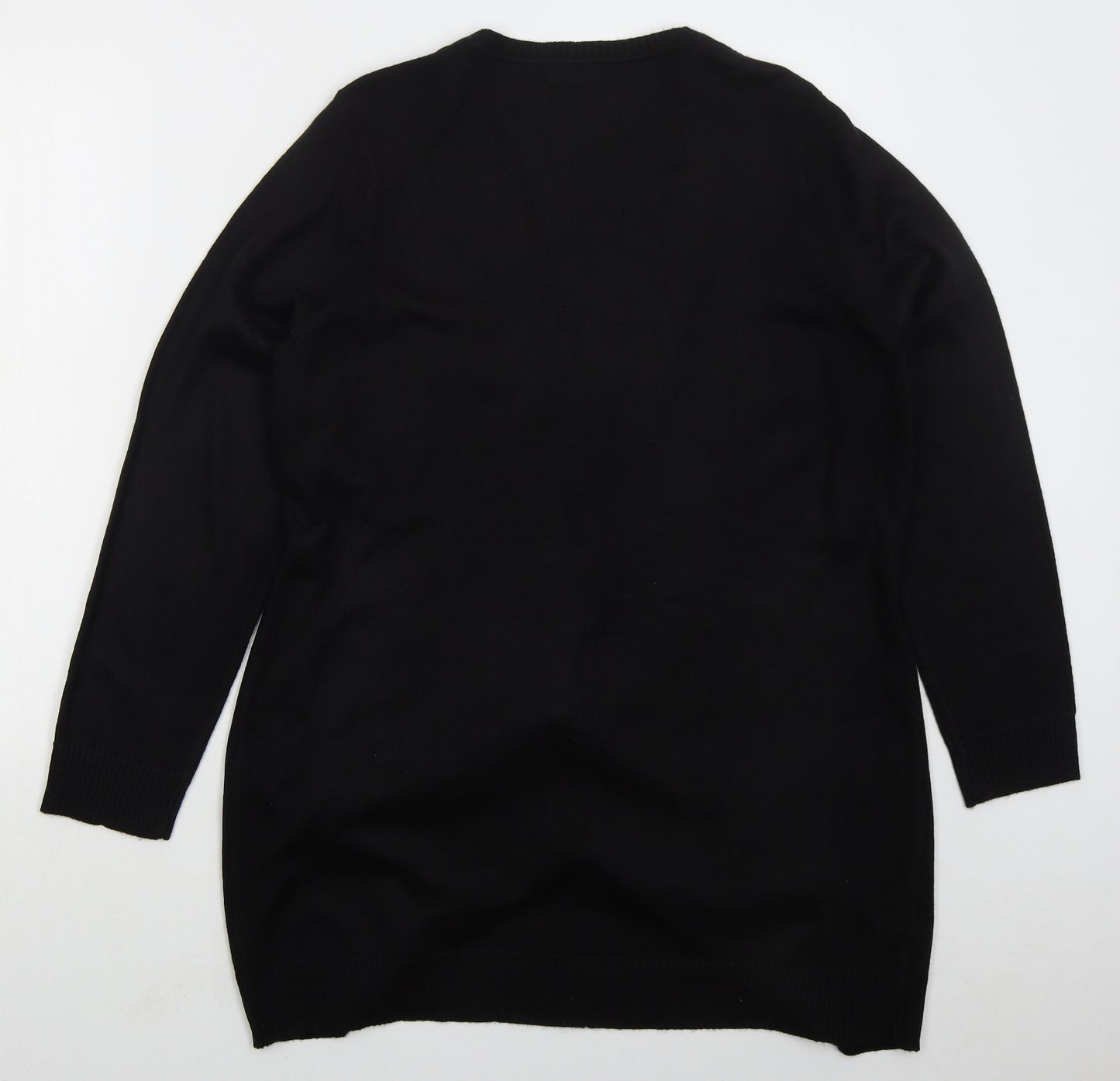 Matalan Womens Black V-Neck  Acrylic Cardigan Jumper Size 20