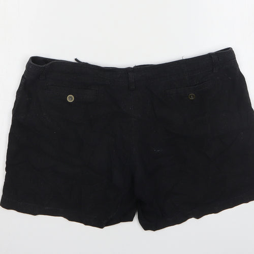 Denim & Co. Womens Black  Linen Hot Pants Shorts Size 12 L5 in Regular