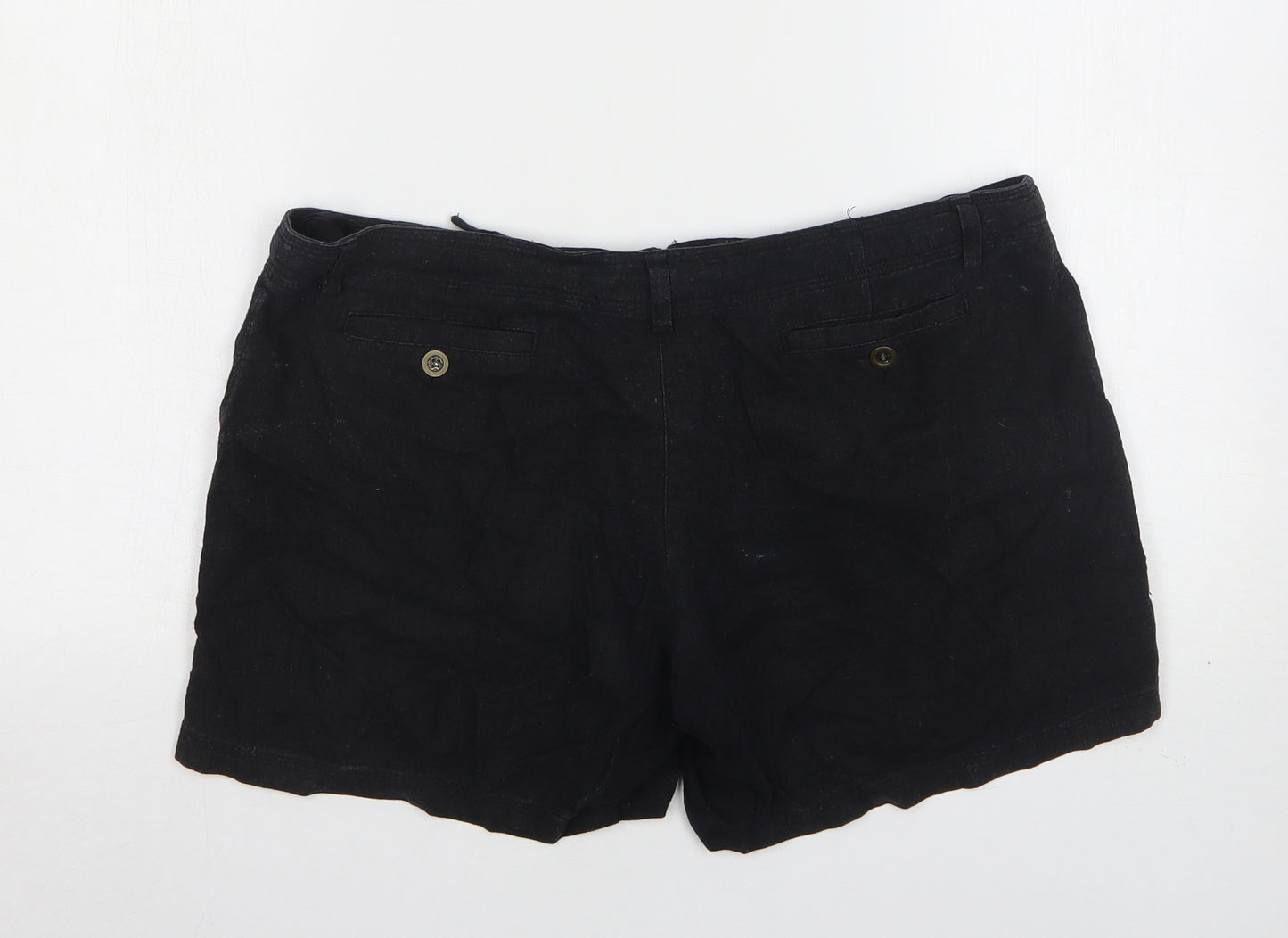 Denim & Co. Womens Black  Linen Hot Pants Shorts Size 12 L5 in Regular