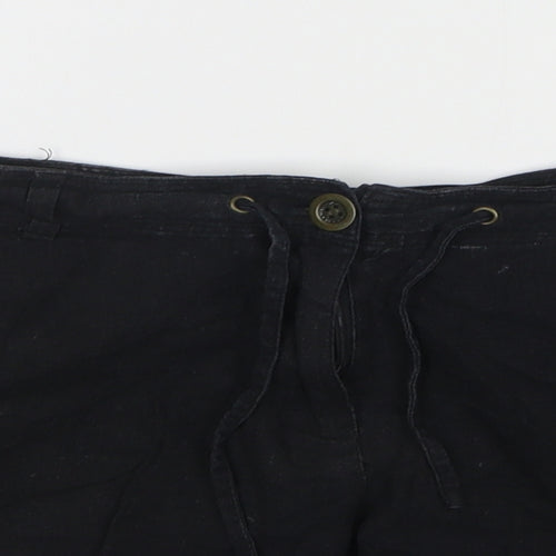 Denim & Co. Womens Black  Linen Hot Pants Shorts Size 12 L5 in Regular