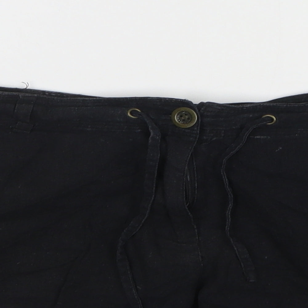 Denim & Co. Womens Black  Linen Hot Pants Shorts Size 12 L5 in Regular