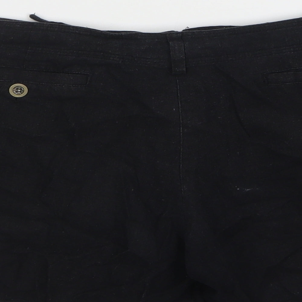 Denim & Co. Womens Black  Linen Hot Pants Shorts Size 12 L5 in Regular