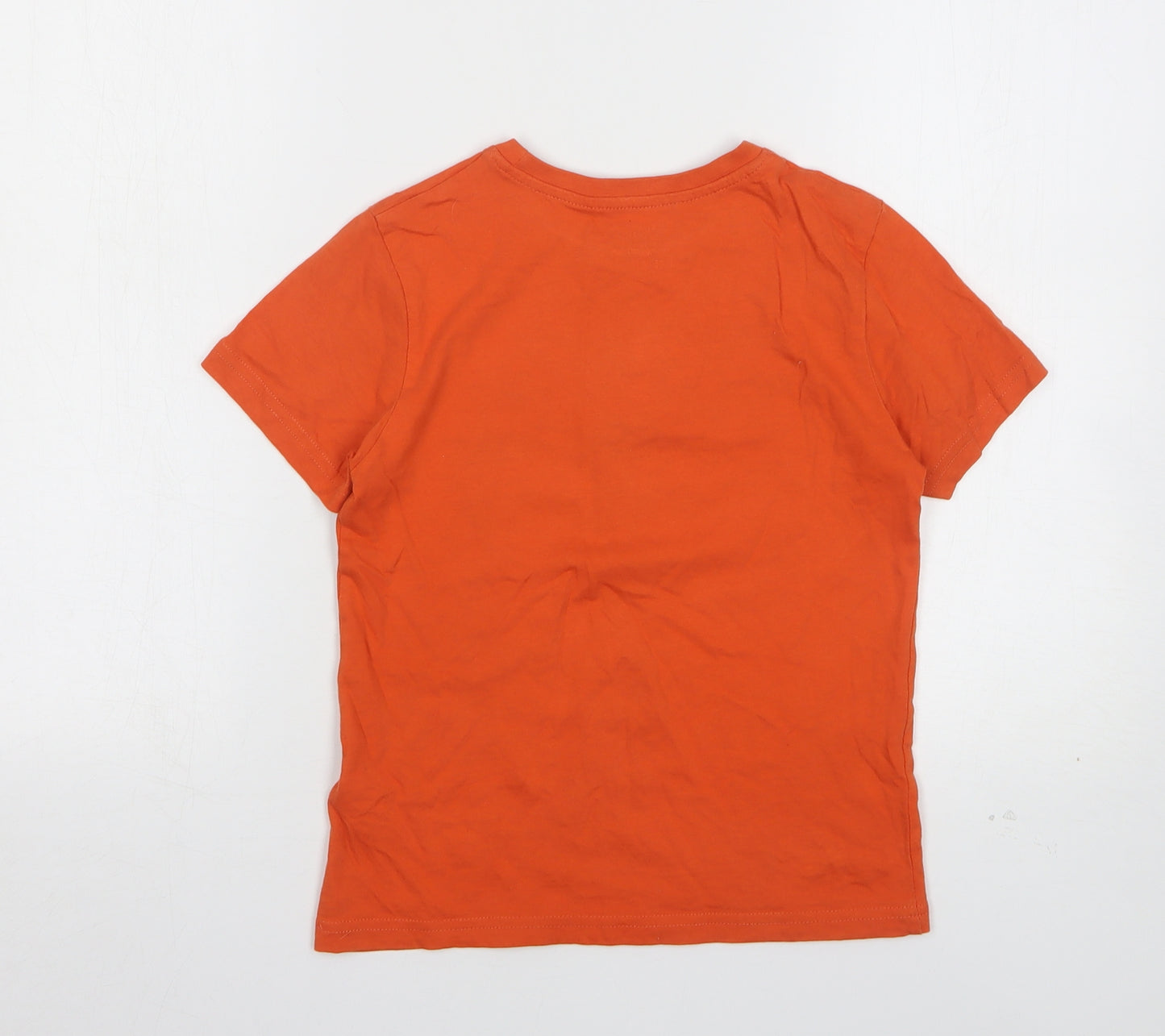 Primark Boys Orange  Cotton Basic T-Shirt Size 7-8 Years Round Neck