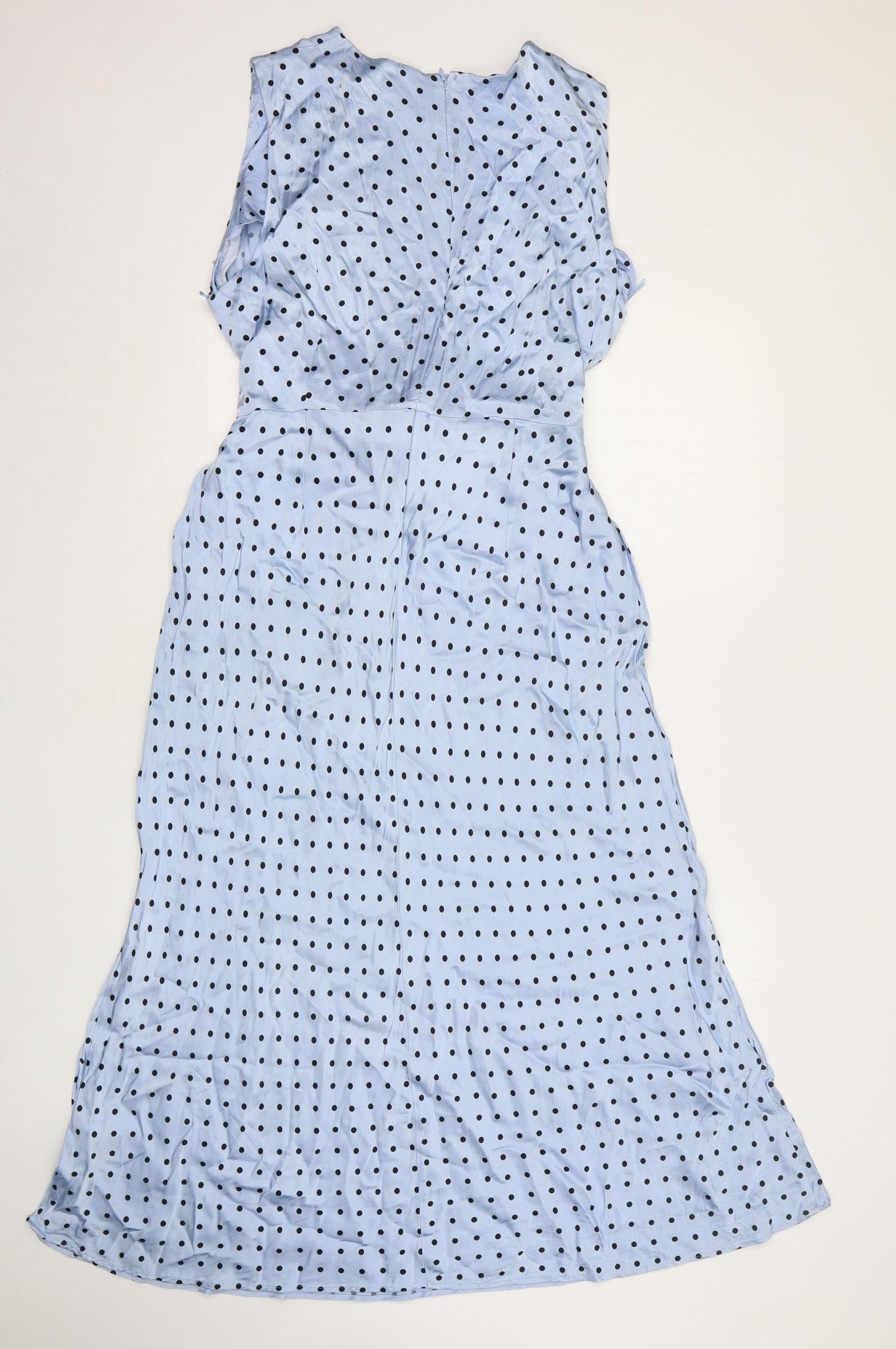 Marks and Spencer Womens Blue Polka Dot Viscose A-Line  Size 16  Round Neck