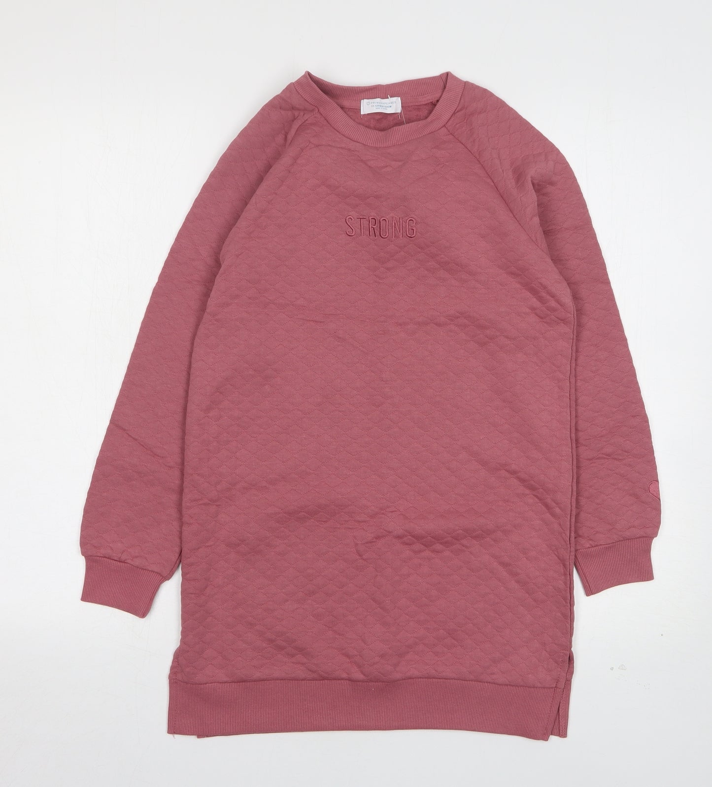 Primark Girls Pink  Cotton Jumper Dress  Size 11-12 Years  Round Neck