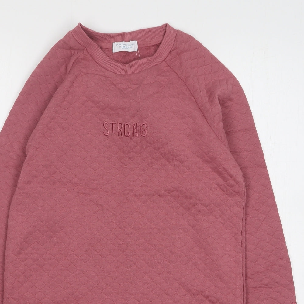 Primark Girls Pink  Cotton Jumper Dress  Size 11-12 Years  Round Neck