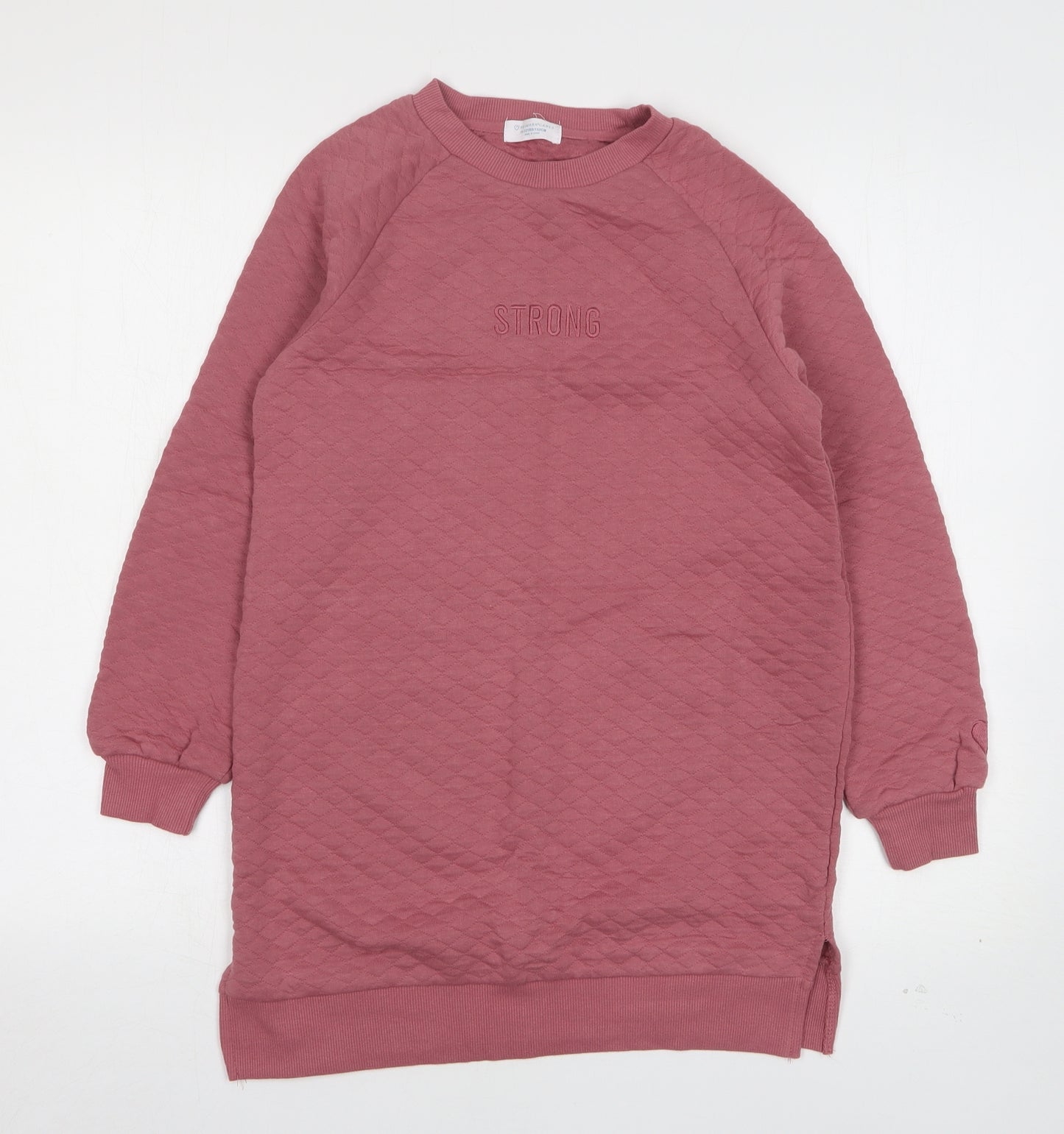 Primark Girls Pink  Cotton Jumper Dress  Size 11-12 Years  Round Neck