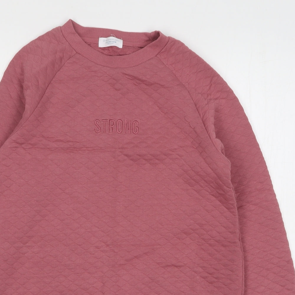Primark Girls Pink  Cotton Jumper Dress  Size 11-12 Years  Round Neck