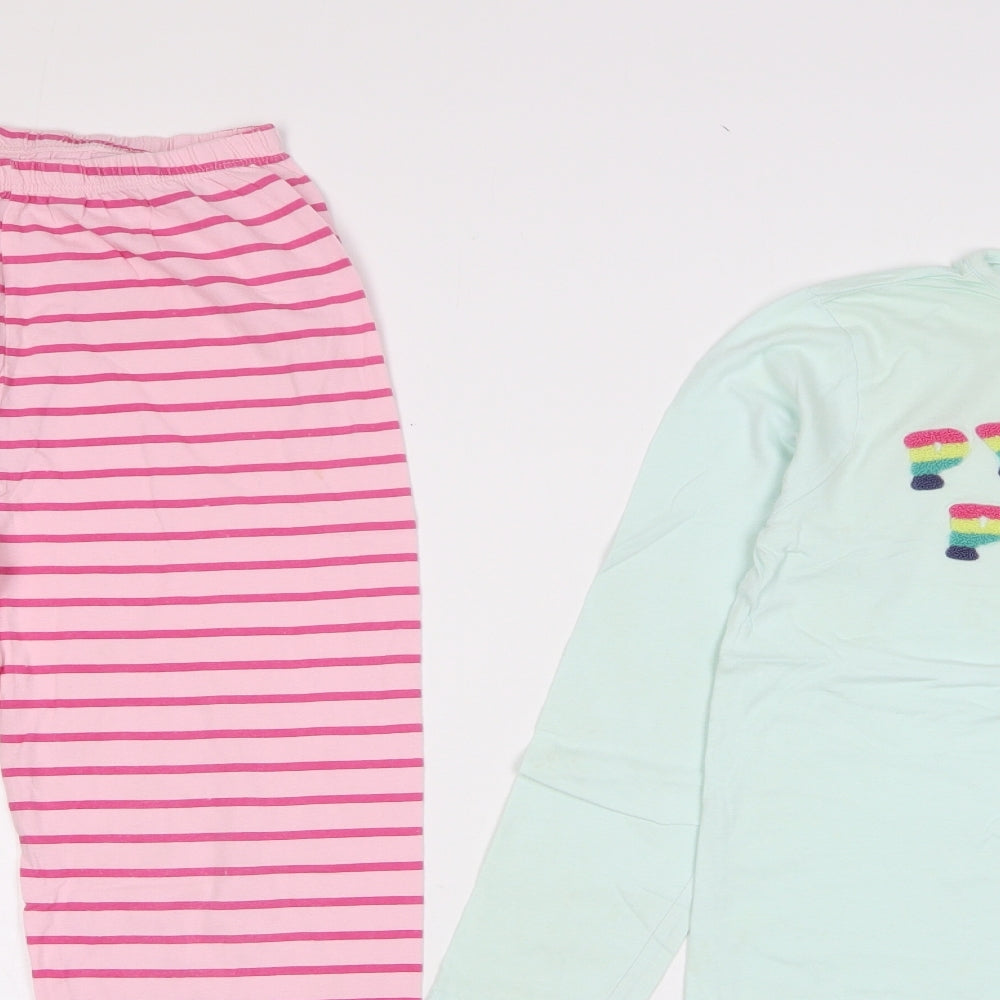 Primark Girls Multicoloured Striped Cotton Top Pyjama Set Size 10-11 Years