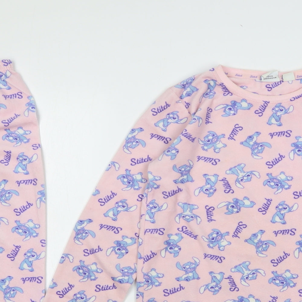 Primark Girls Pink Geometric Polyester Top Pyjama Set Size 11-12 Years   - Lilo & Stitch