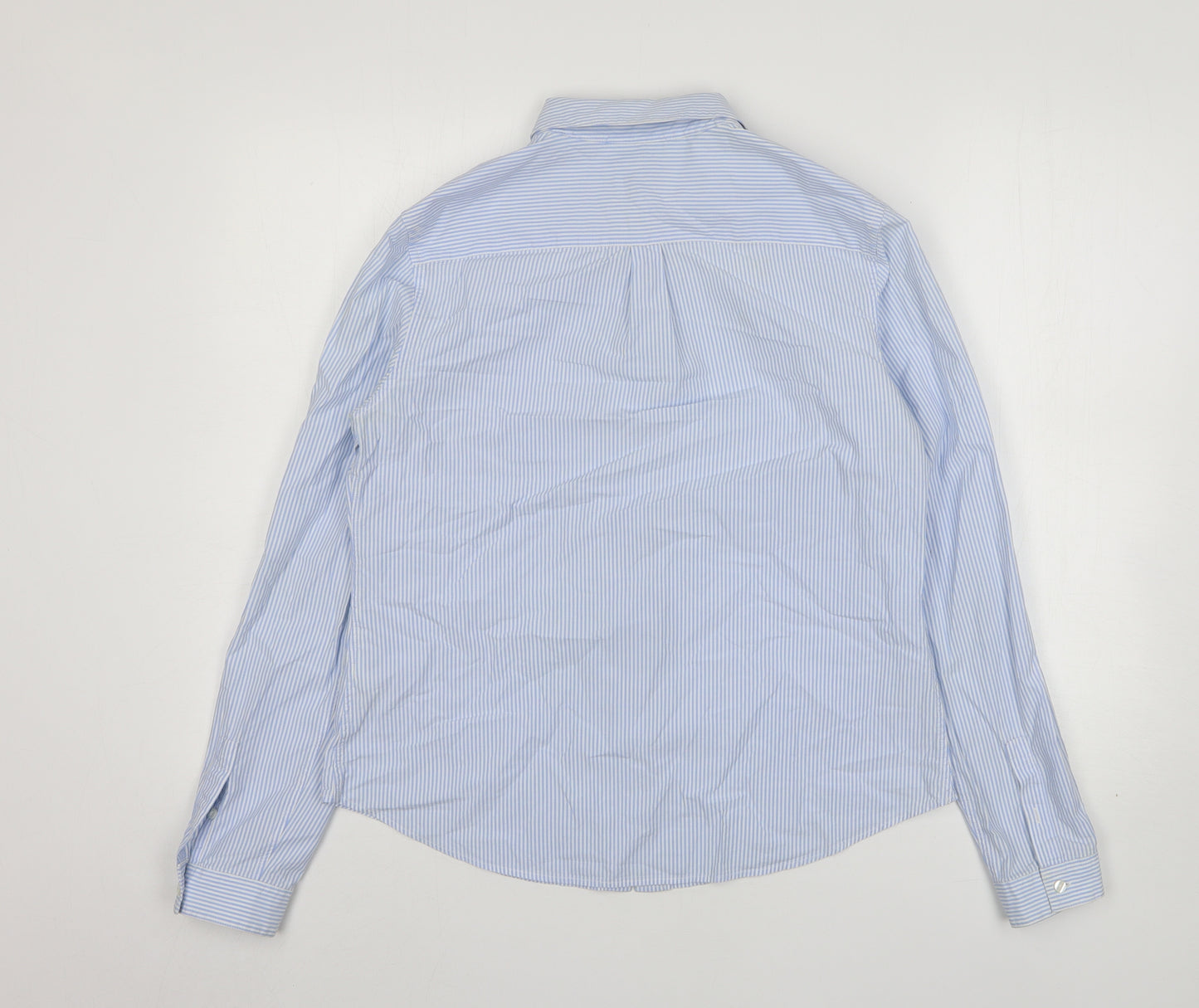 Jack Wills Womens Blue Striped Cotton Basic Button-Up Size 14 Collared