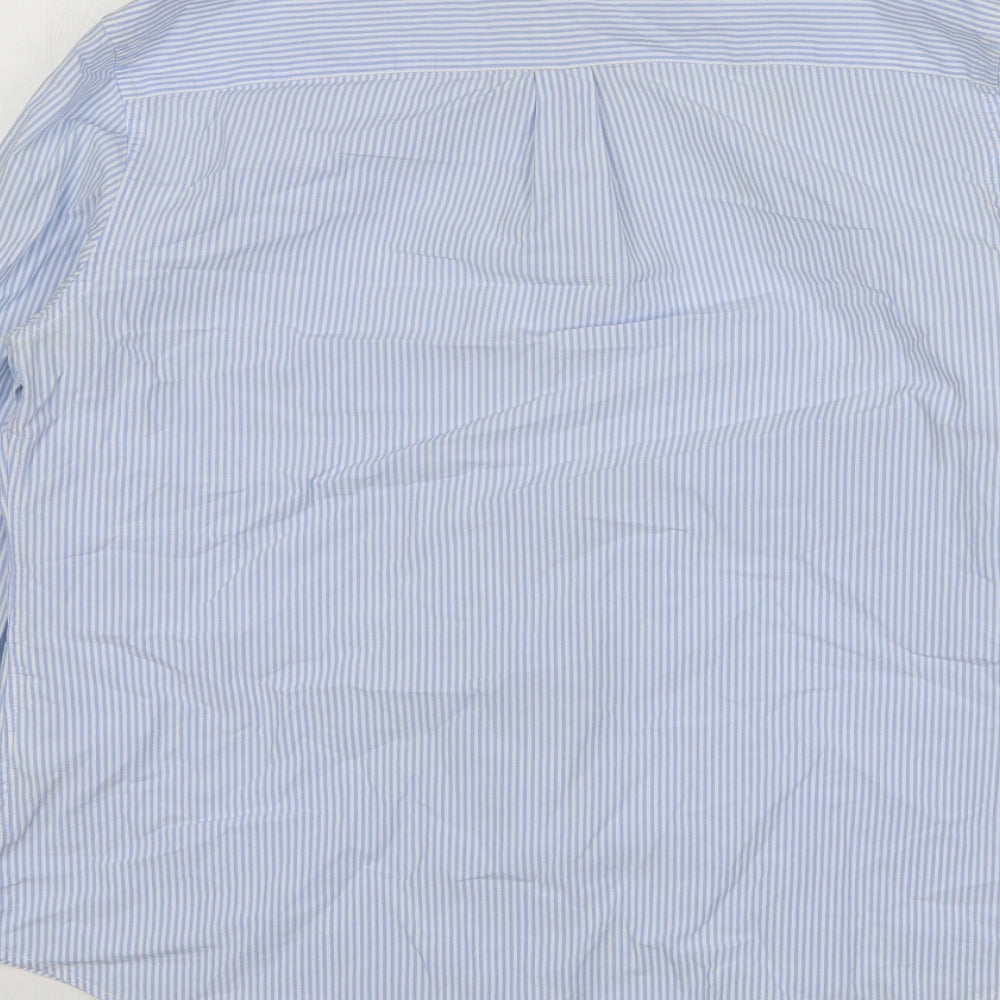 Jack Wills Womens Blue Striped Cotton Basic Button-Up Size 14 Collared