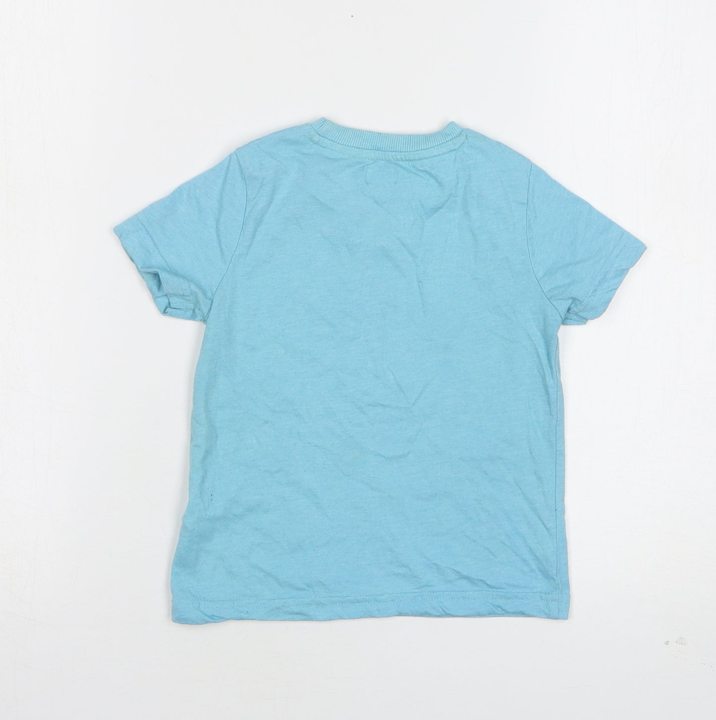 F&F Boys Blue  Cotton Basic T-Shirt Size 2-3 Years Round Neck