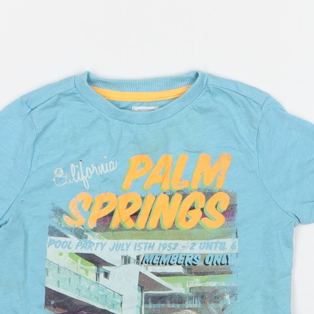 F&F Boys Blue  Cotton Basic T-Shirt Size 2-3 Years Round Neck