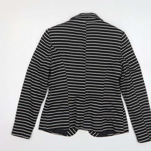 F&F Womens Black Striped Polyester Jacket Blazer Size 10