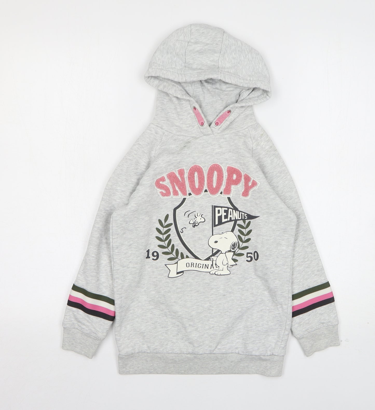 Marks and Spencer Girls Grey  Cotton Pullover Hoodie Size 7-8 Years